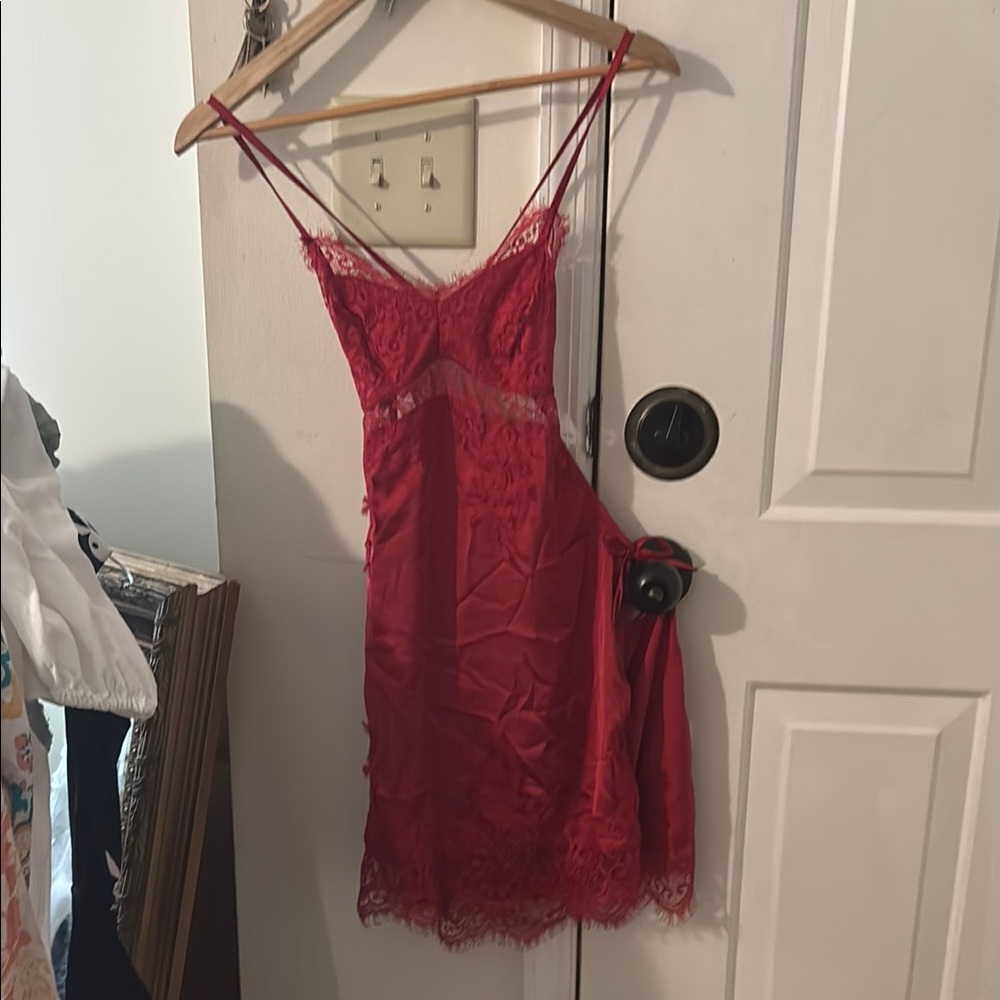 Elegant Red Lace Nightgown